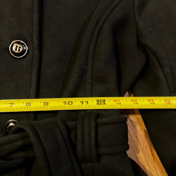 Braetan Womens Medium Cotton Blend Black pea Coat with Tie - Picture 7 of 10